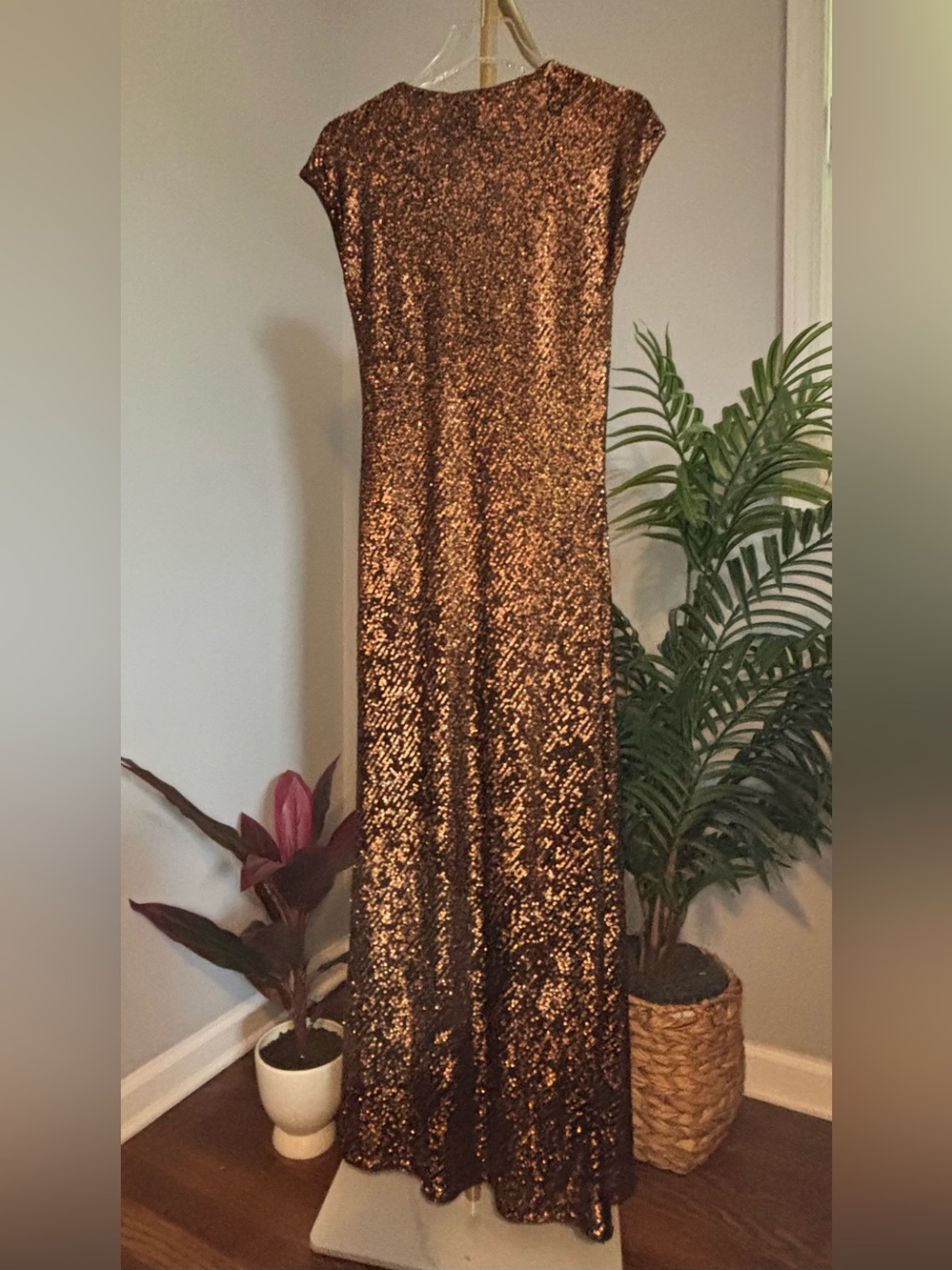 Johnny Was Bronze Sequin Maxi Dress - Picture 9 of 16